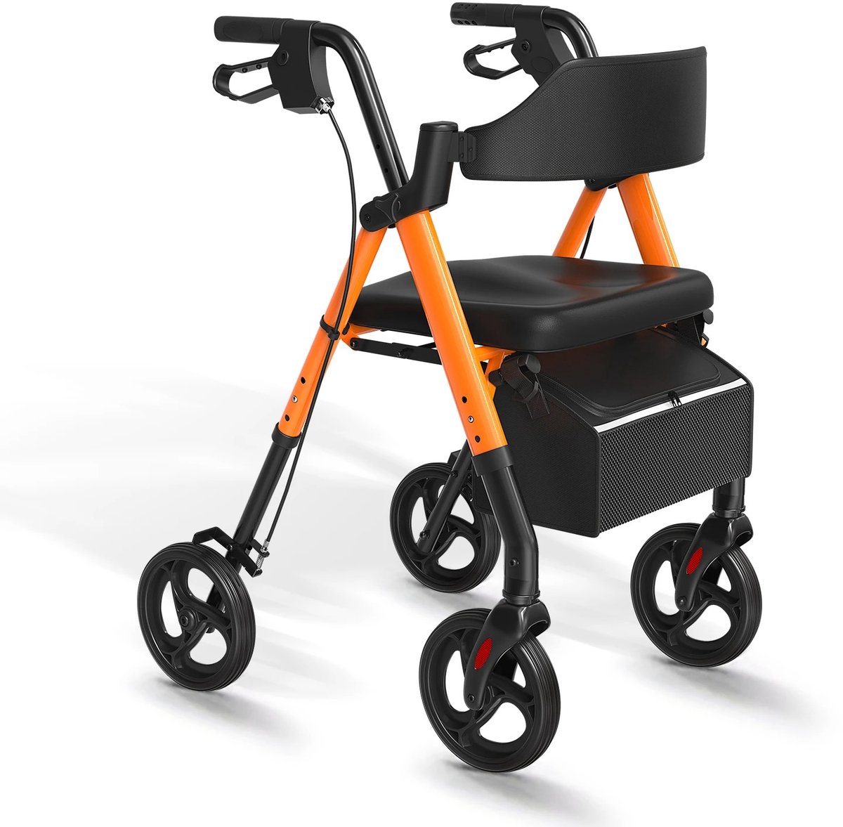 Vedder House - Rollator - Oranje - Opvouwbaar - Lichtgewicht - Ergonomisch - Rugsteun - In hoogte verstelbaar