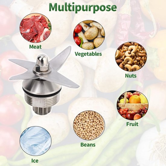 Reserve Onderdelen Blender - Blad & Aandrijving - Smoothies Maken - Roestvrij Staal - 950/1890ml Containers - Zwart Zilver — afbeelding 5