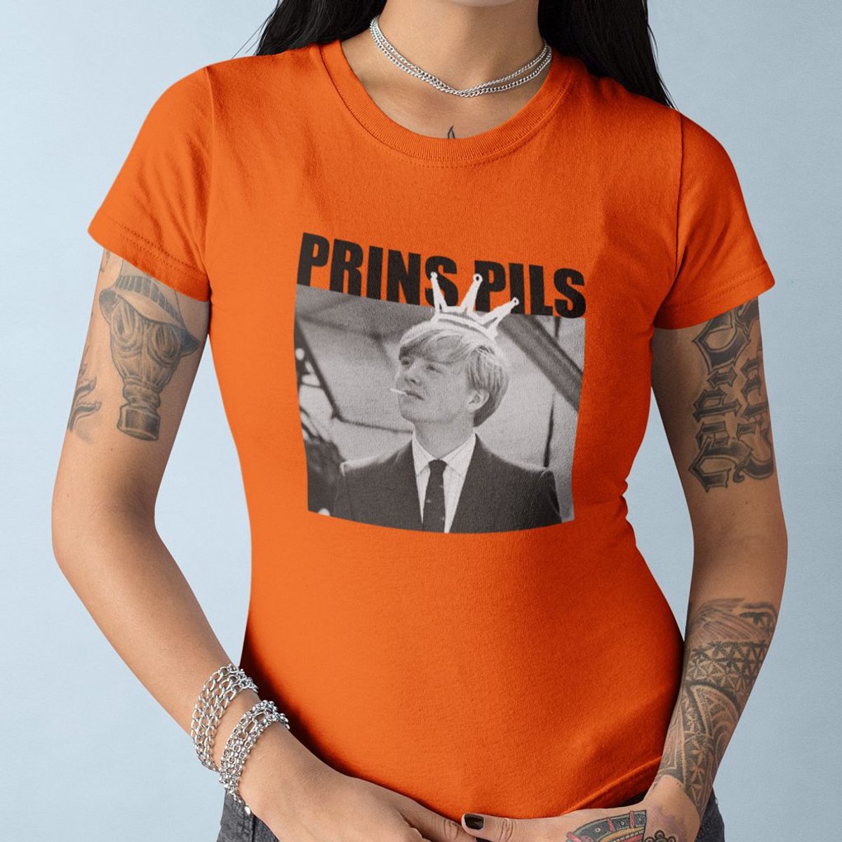Oranje Koningsdag Dames T-shirt Prins Pils Foto XL
