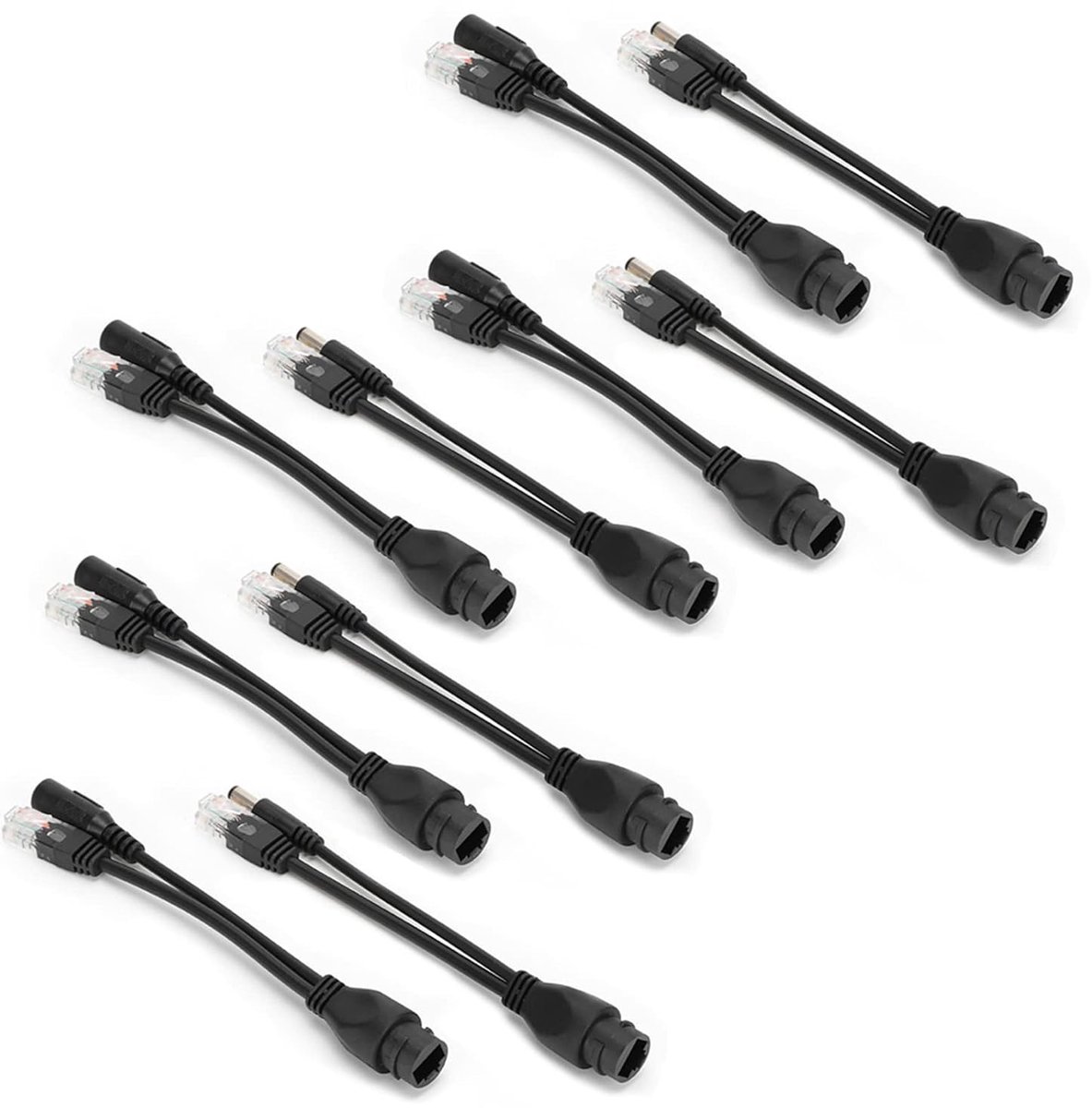 POE Splitter Adapter - Powerline Adapter - IP Camera Voeding - Waterdicht Ontwerp - 5 Paar Set - Zwart