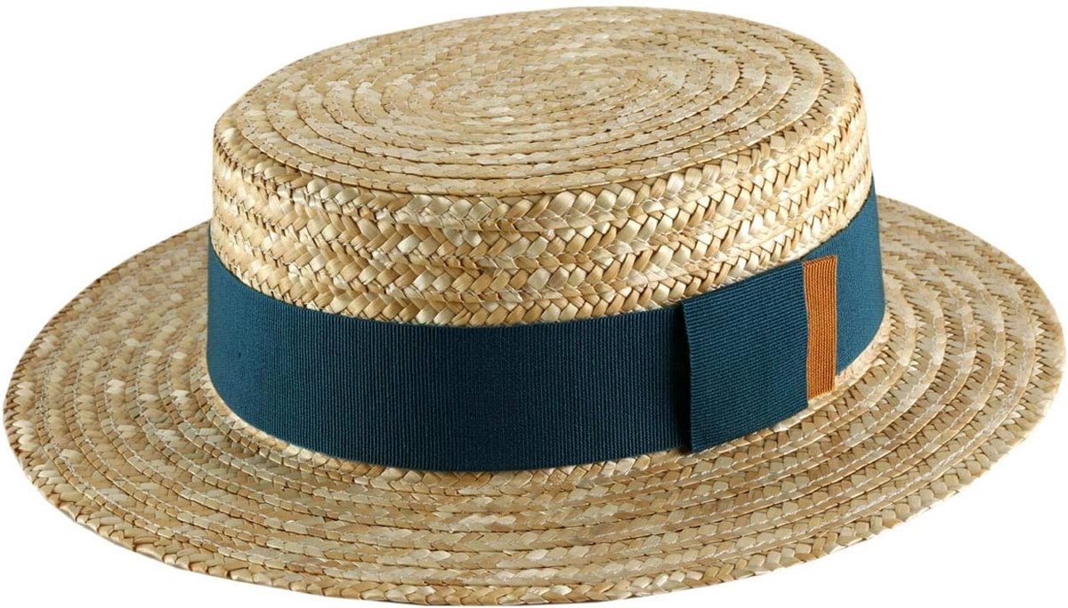 Stro Hoed - Zomer Hoed - Bescherming Tegen Zon - Traditioneel Gemaakt - Maat 64 cm - Donkerblauw