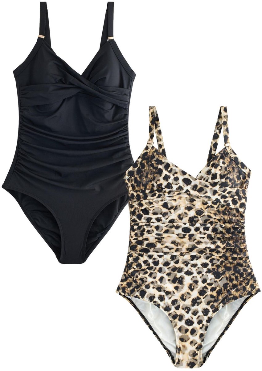 Next - Dames - Set van 2 buikcorrigerende badpakken - Dierenprint