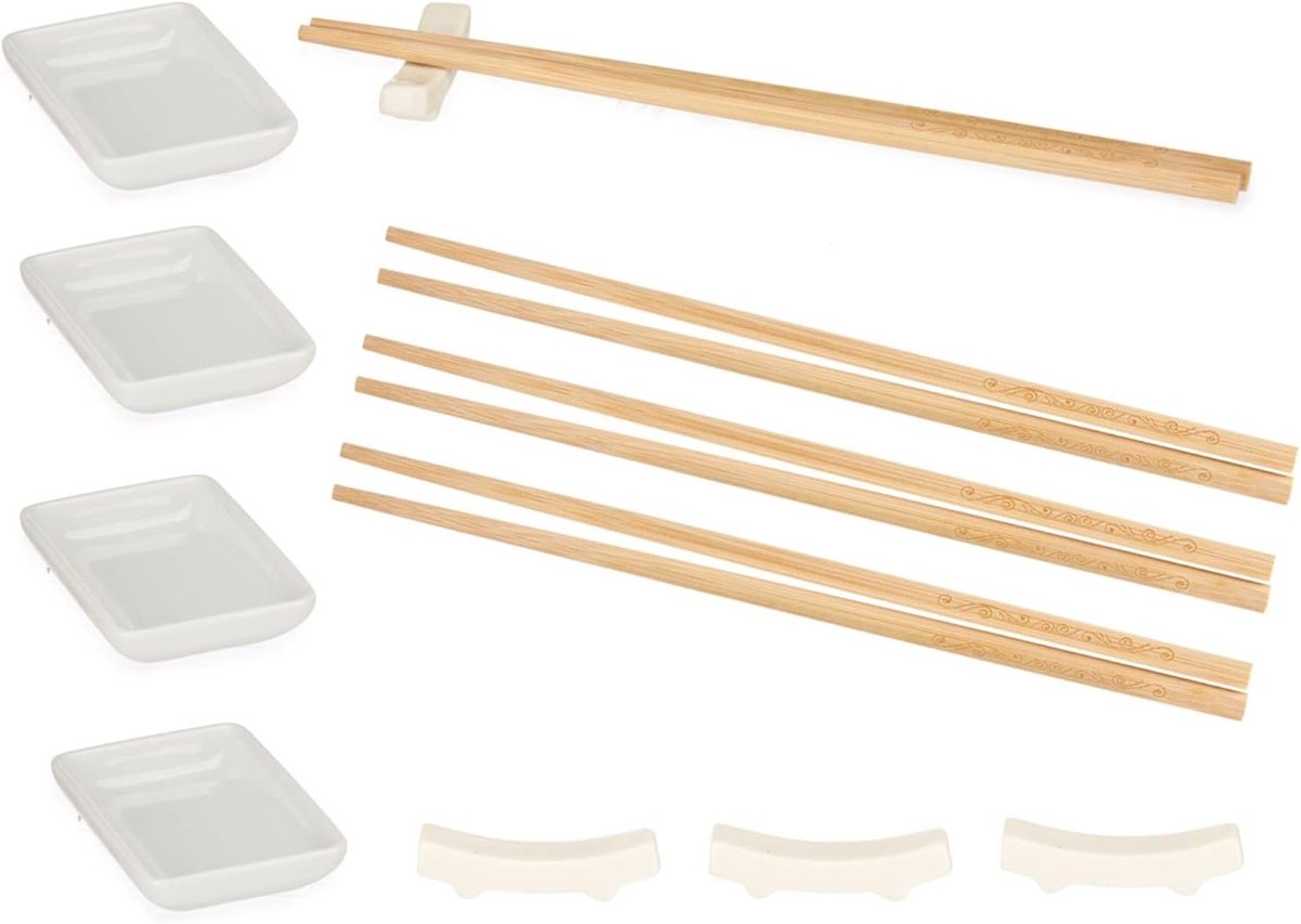 Sushi Set - Japans Servies - Thuis Dineren - 12 Delig - 26 x 19 cm - Wit
