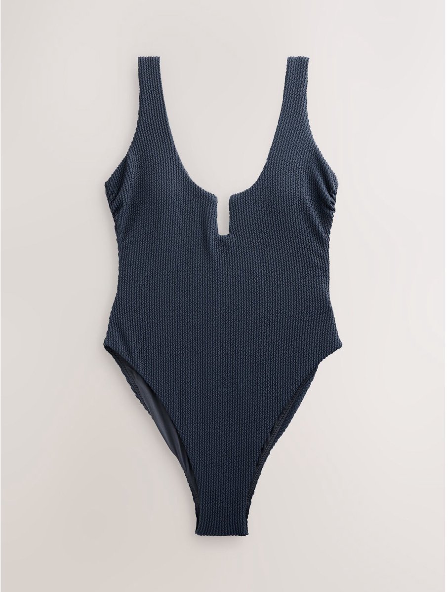 Next - Dames - Buikbedekkend badpak met ruime ronde hals - Blauw