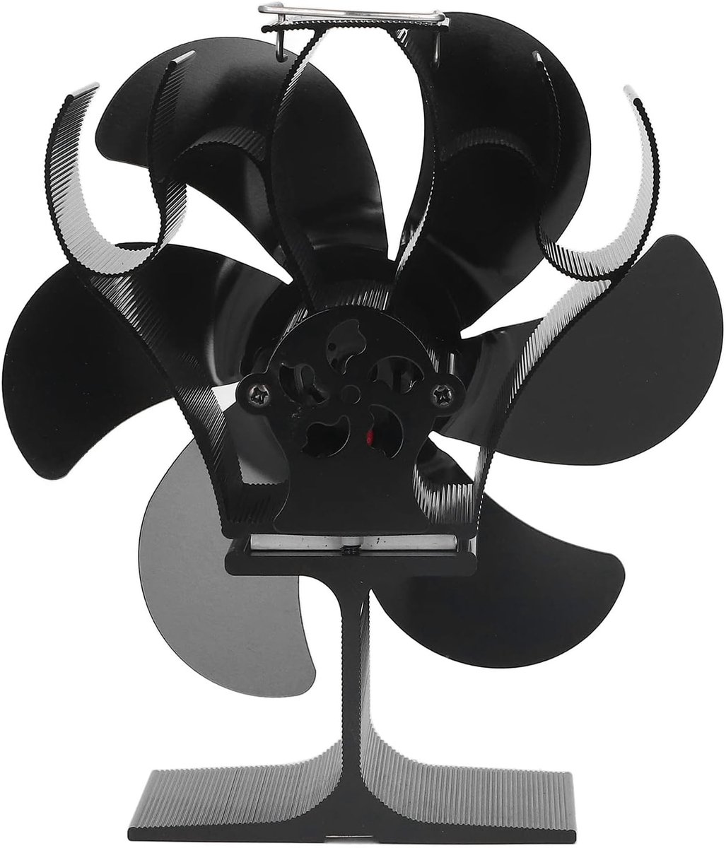 Kachel Ventilator - Warmte Aangedreven - Efficiënter Verwarmen - Zes Bladen - 152 Mm Diameter - Zwart
