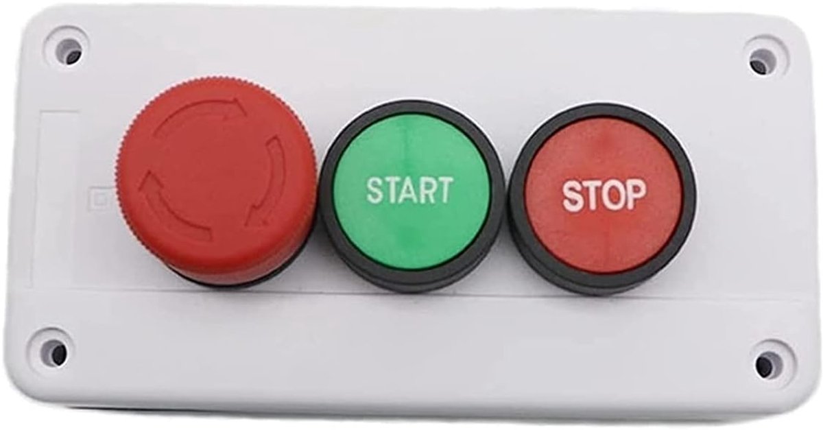 Drukknopschakelaar Station - Noodstop Schakelaar - Industriële Controle - Waterdicht Ontwerp - 8mm Gatdiameter - Start Stop