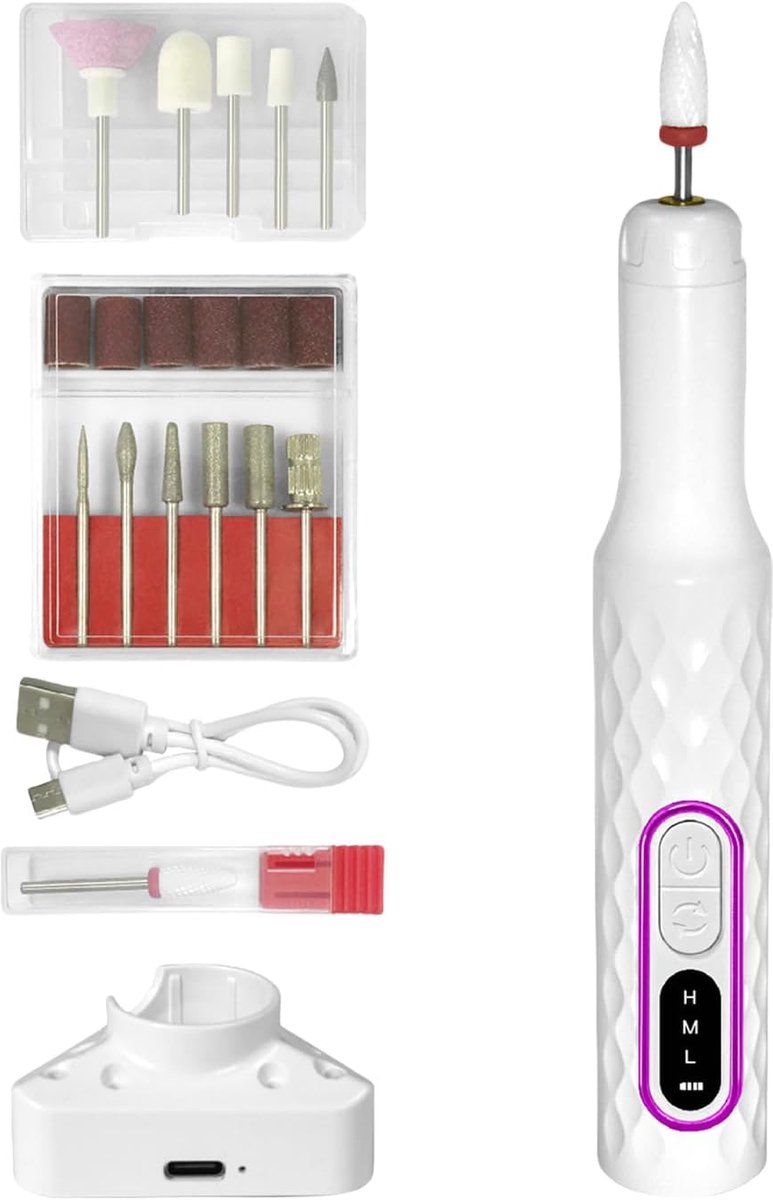 Elektrische Nagelvijl - Nagelboor Apparaat - Manicure Pedicure - Oplaadbaar 15000 RPM - Compact Ontwerp - Zilver Violet