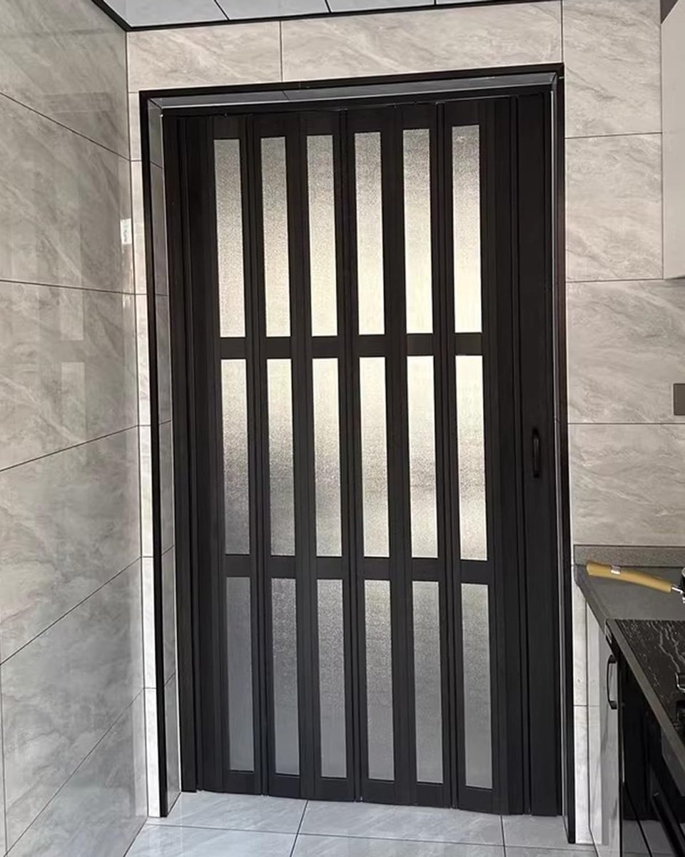 Vouwdeur Zwart Acryl - Intrekbare Deur - Ruimte Besparen - Waterdicht Makkelijk Schoon - Aanpasbaar 203cm Hoog - Mat