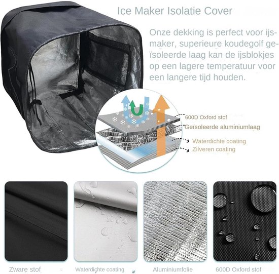 IJsblokjesmaker Afdekking - Isolatiehoes Apparaat - Keuken Bescherming - Waterdicht Oxford Materiaal - 35 x 20 x 5 cm — afbeelding 5