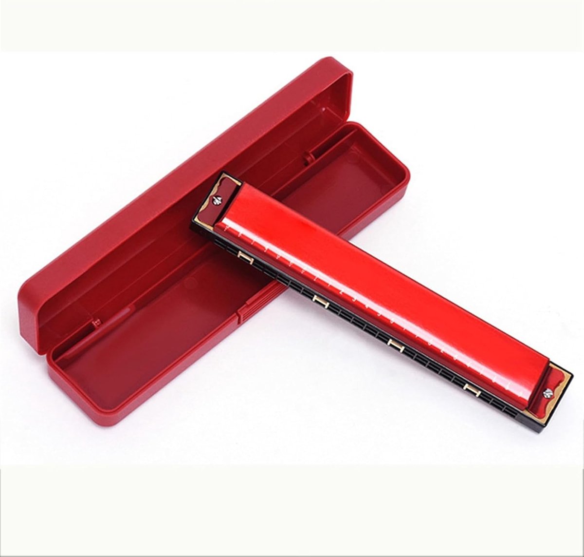 Polyfone Mondharmonica - C Harmonica - Muziek Leren - 24 Gaten Ontwerp - 188mm Lengte - Rood