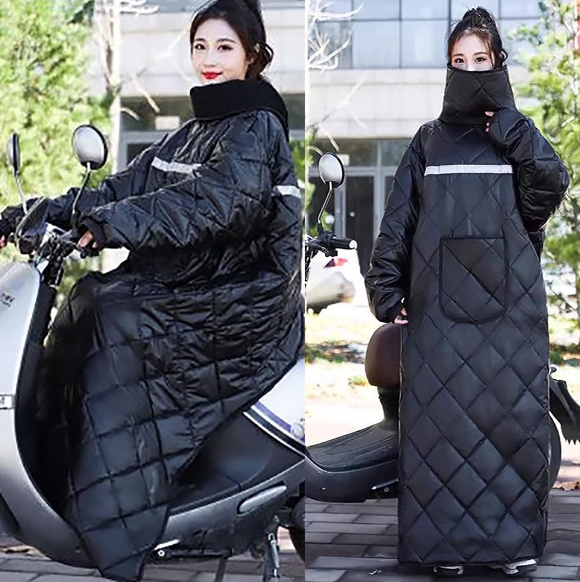 Scootmobiel Deken - Beschermhoes Rolstoel - Warmte en Bescherming - Winddicht Fleece Gevoerd - Met Mouwen Zak - Zwart