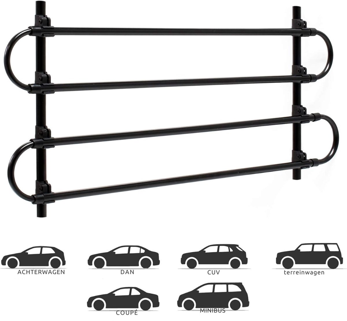 SVN® Hondenrek auto - Autorek Hond - Auto Afscheiding – Zwart - 83cm x 5cm x 40cm