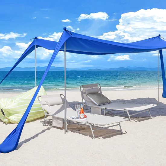 Bergson Schaduwdoek - Strandtent - Zonnetent - UV-Bescherming - Aluminium Stangen - Draagtas - 400x400x200 cm - Blauw van Merkloos — afbeelding 4