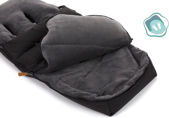 Winter voetenzak - Baby slaapzak - Wandelen met kinderwagen - Innovatieve L-vorm - 45 x 45 cm - Zwart — afbeelding 4