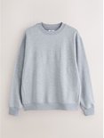 Grijs sweatshirt met ronde hals en geribbelde boorden, voorzien van een Next-label in de kraag.