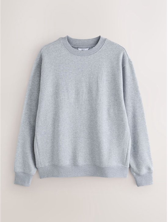 Grijs sweatshirt met ronde hals en geribbelde boorden, voorzien van een Next-label in de kraag.