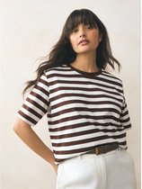 Next - Dames - Dik T-shirt met ronde hals en korte mouwen - Bruin