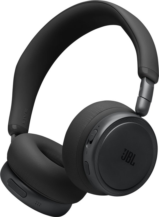Casque JBL noir avec oreillettes rondes et logo JBL.
