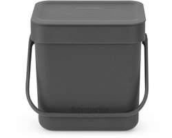 Brabantia Sort & Go Aanrecht Afvalbakje - 3 liter - Dark Grey