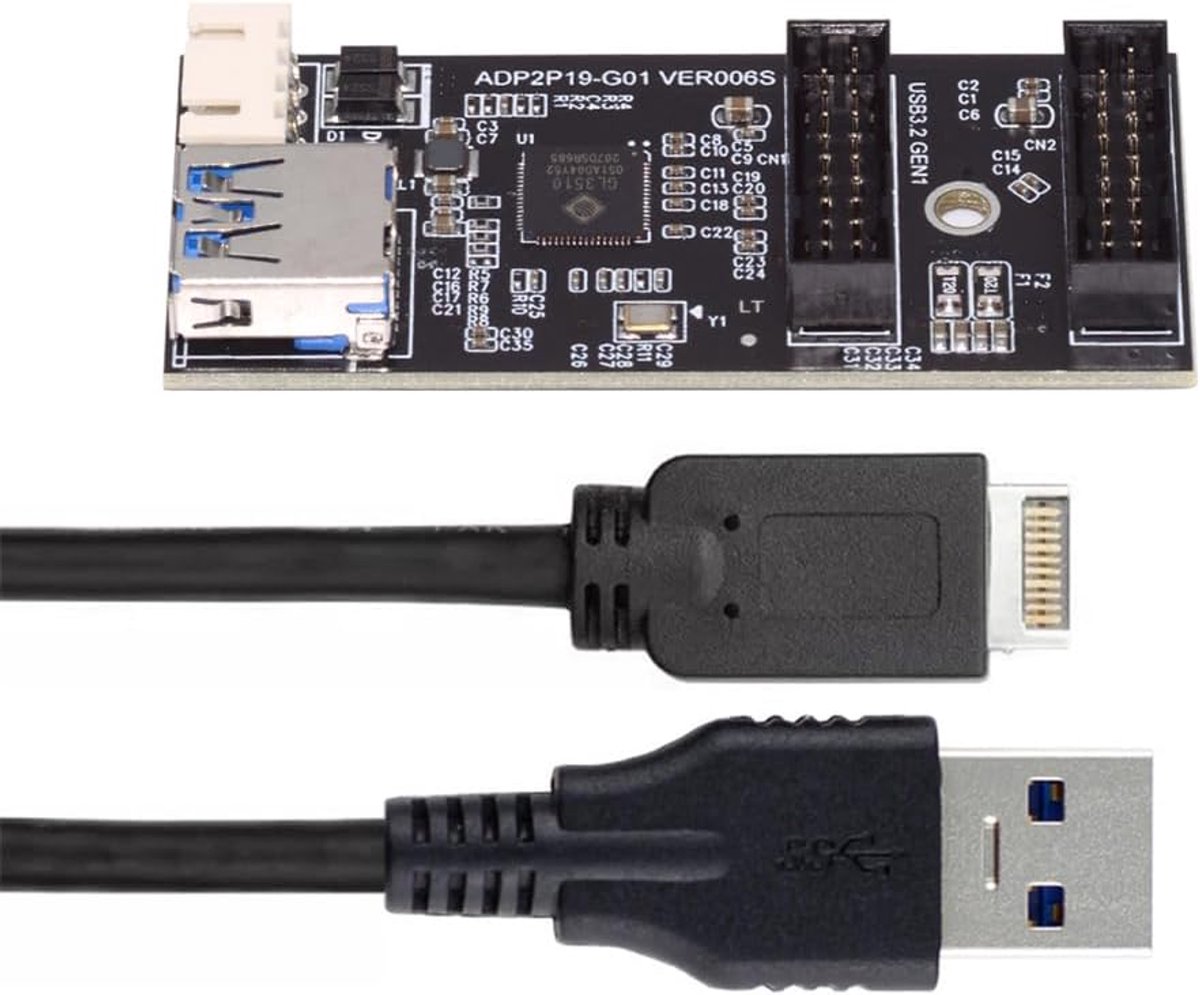USB 3.0 Adapter - Dubbele Poort Hub - PC Uitbreiding - 5 Gbit/s Snelheid - 11x11x1 cm - Zwart