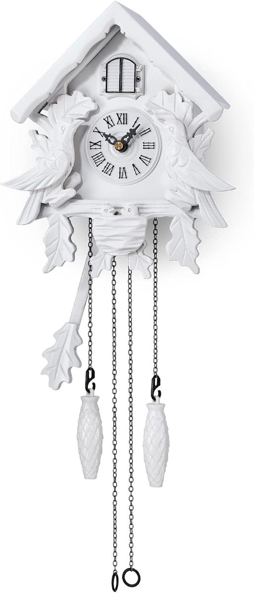 Koekoeksklok - Wandklok Vogel - Tijdweergave Huis - Automatische Nachtmodus - 51 cm Hoogte - Wit