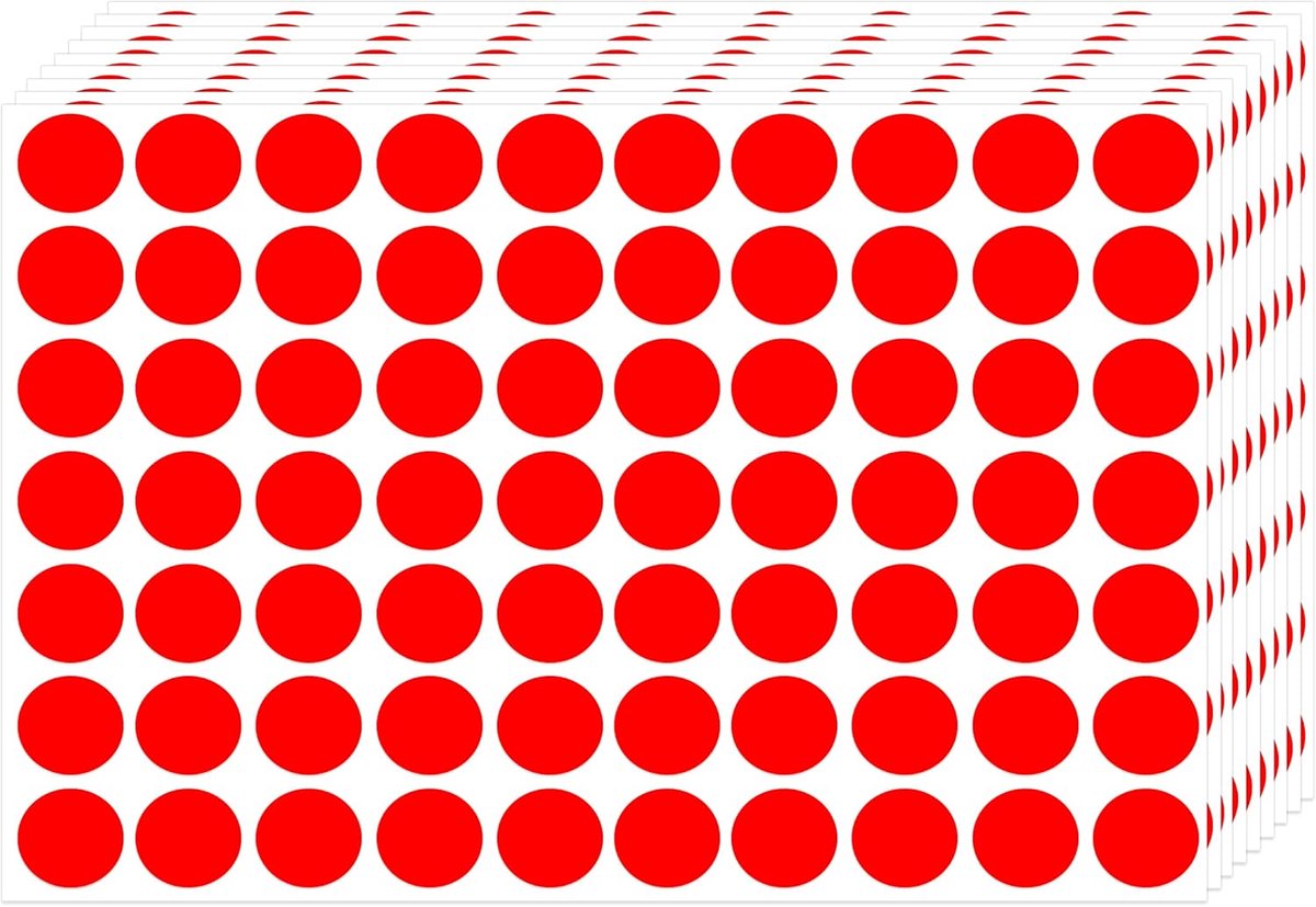 Stippenstickers Rood - Cirkel Labels - Kleur Coderen - 3500 Stuks - 3/4 Inch - Rood