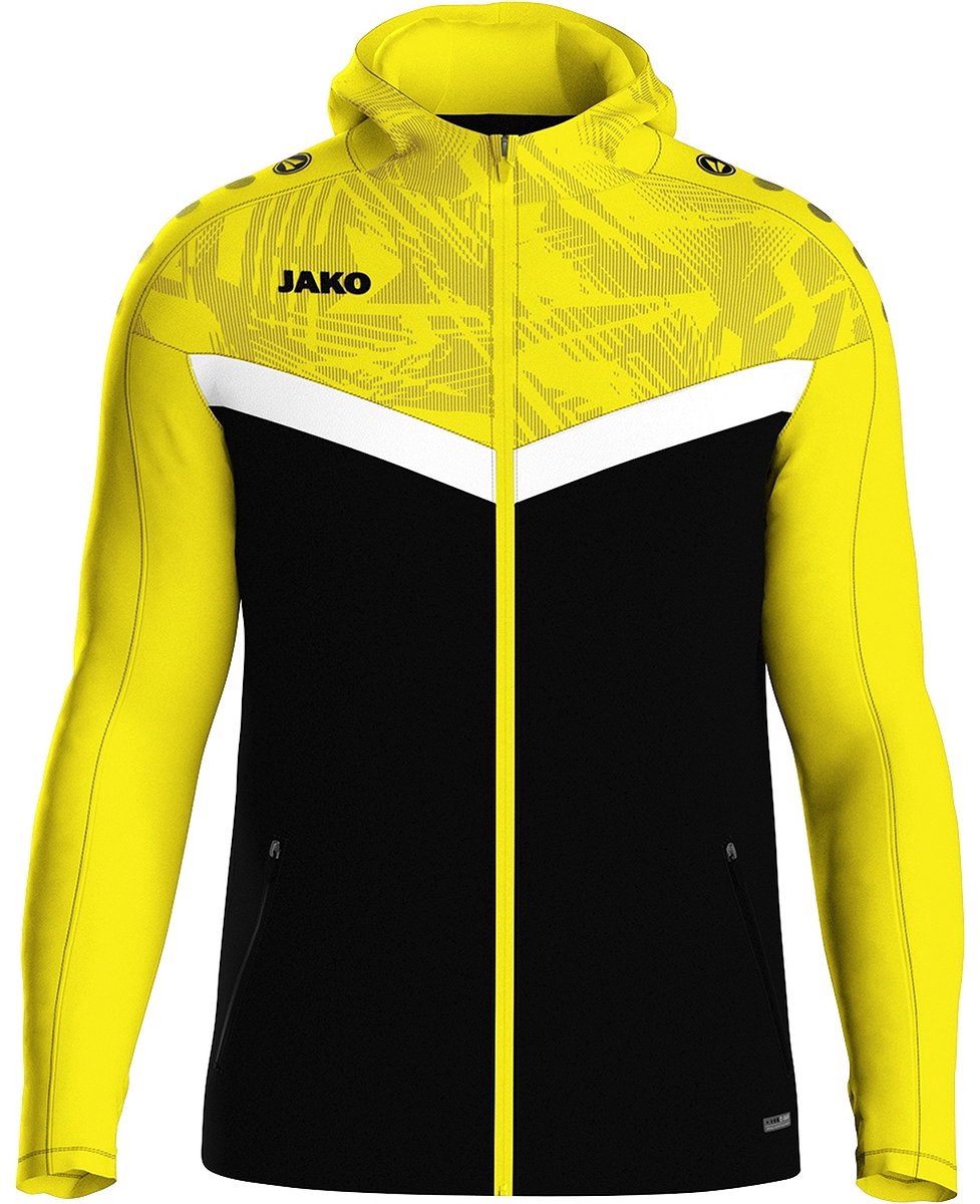 Jako Iconic Jas Met Kap Heren - Zwart / Zachtgeel | Maat: 4XL