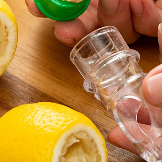 8 stuks handmatige citruspers - van voedselveilig kunststof - met geïntegreerd filter - voor citroen en sinaasappel - groen — afbeelding 3