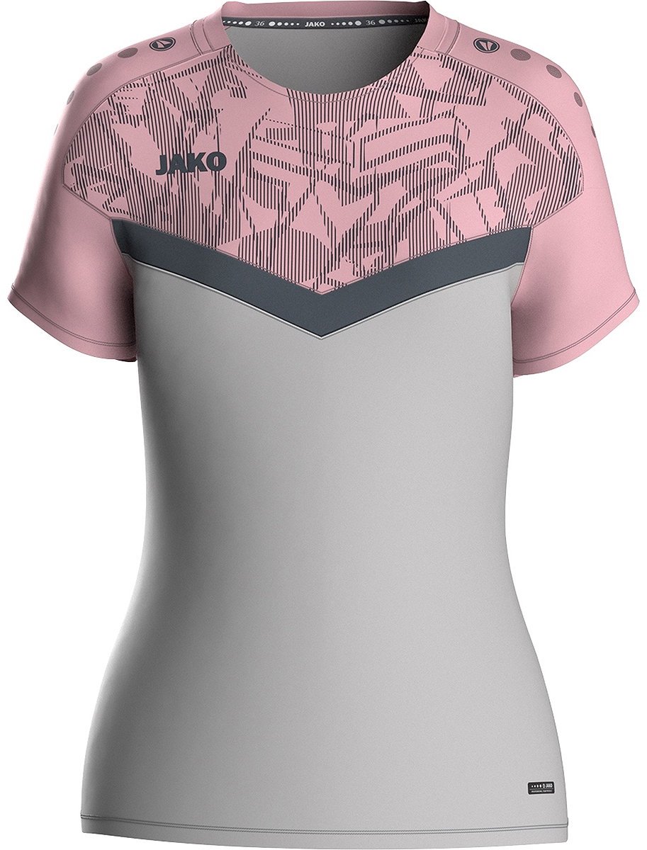 Jako Iconic T-Shirt Dames - Zachtgrijs / Roze / Antra Light | Maat: 36