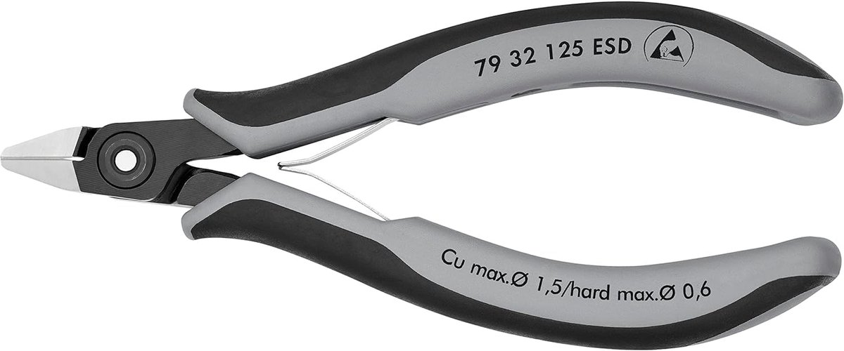 Precisie zijsnijtang - Elektronica tang - Fijn metaal snijden - ESD-bescherming geïntegreerd - 125 mm lengte - Meerkleurig