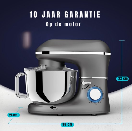 RONN® Mixer met mengkom - Mixer - Mixer met mengkom keukenmachine - Zilver/ Zwart - 22cm x 35cm x 30cm van Merkloos — afbeelding 2