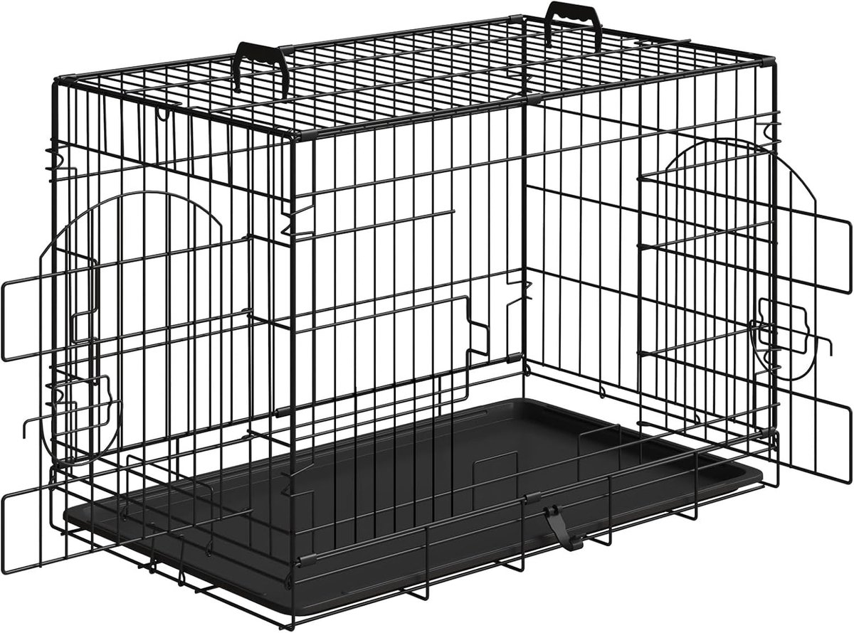 Hondenkooi - Hondentransportbox - Veilig Vervoer - Opvouwbaar Ontwerp - 76x46x53cm - Zwart