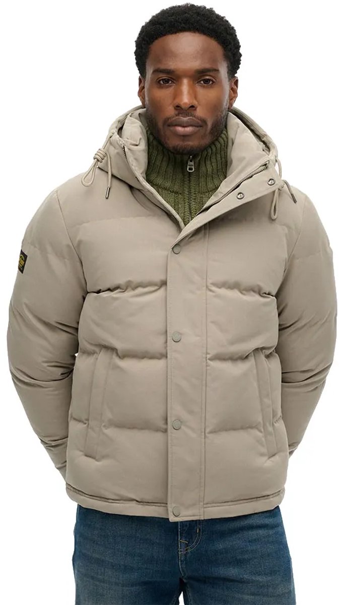 Superdry Everest Korte Gewatteerde Jas Met Capuchon Heren Gewatteerde jassen Grijs