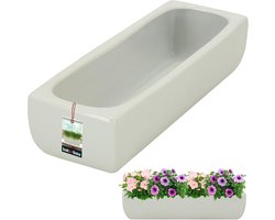 Keramische bloempot langwerpig - Plantenbak rechthoekig - Binnen planten - Geglazuurde afwerking - 31x105x7 cm - Wit