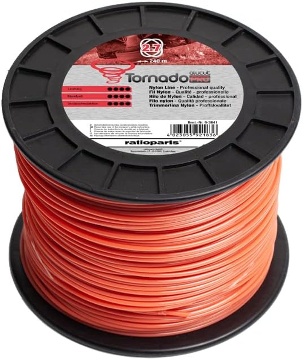 Maaidraad Nylon - Trimmerdraad Copolymeer - Gras Snijden - Aluminium Verrijkt - 27 mm 240 m - Oranje