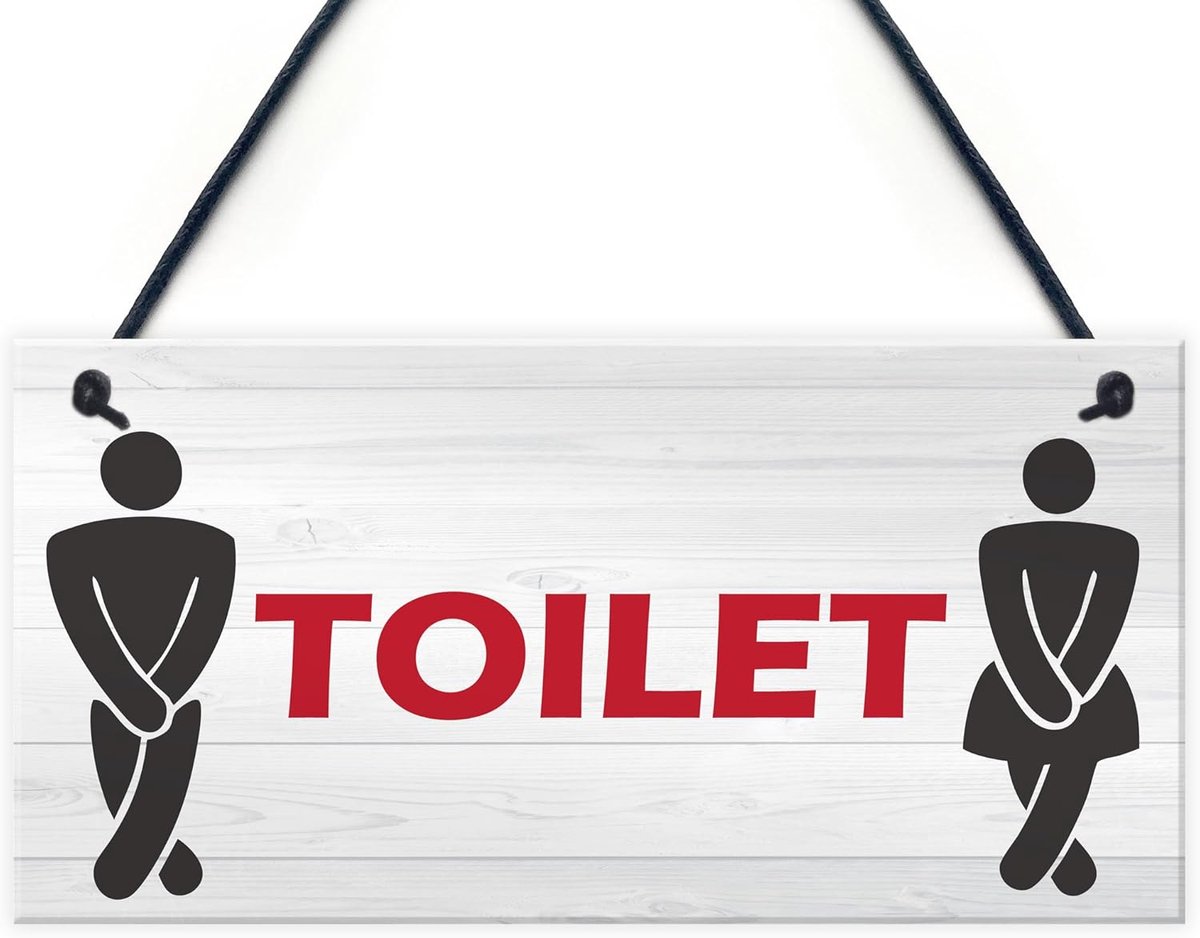 Decoratief Deur Teken - Grappig Vintage Bord - Badkamer Decoratie - PVC Materiaal - 20x10cm - Meerkleurig