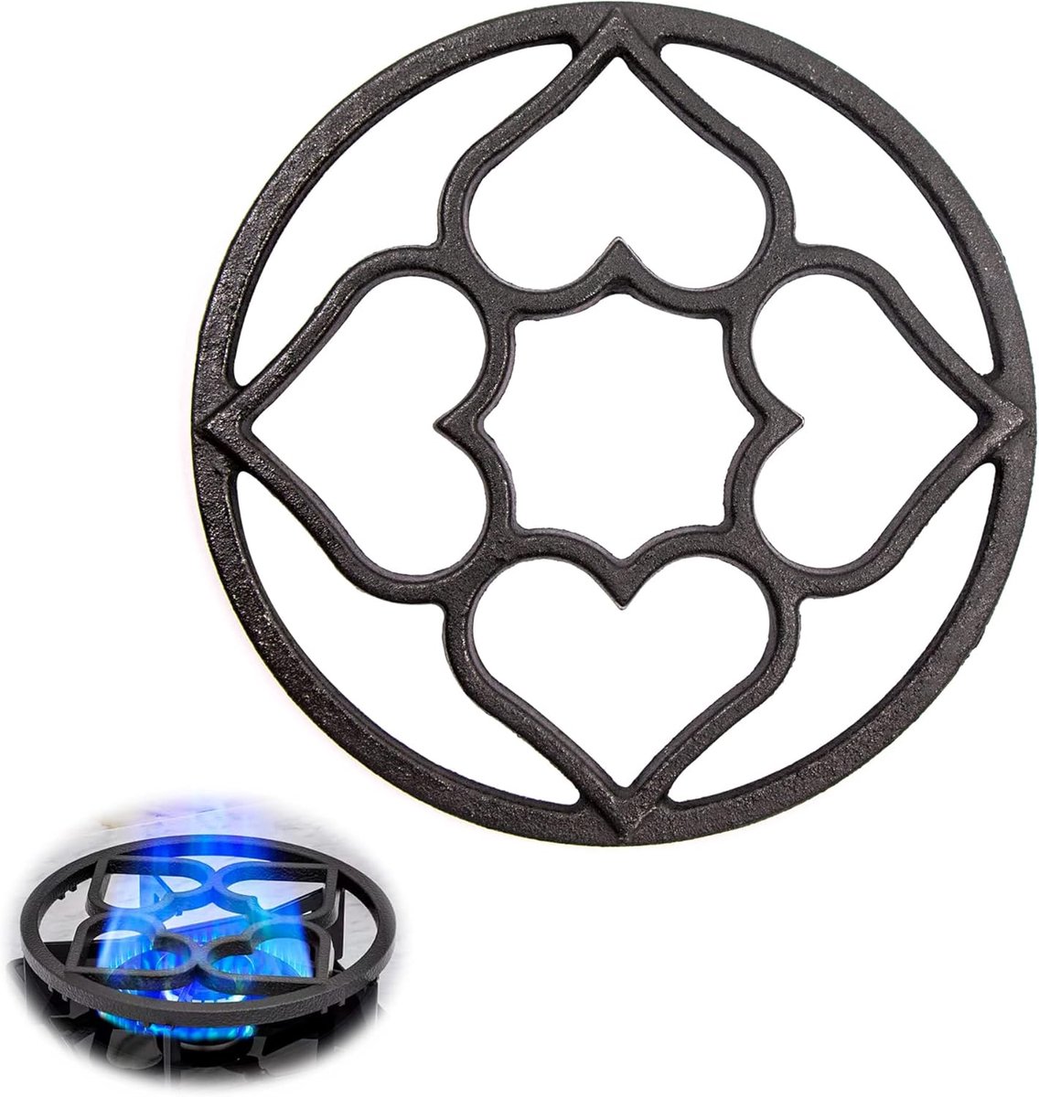 Gietijzeren Wok Ring - Pannendrager - Koken op Gas - Universele Pasvorm - 19 cm Diameter - Zwart