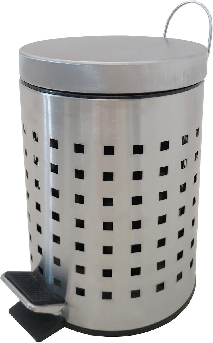 Cosmetische afvalbak - Prullenbak pedaal - Hygiënisch werken - Afneembare binnenbak - 3 Liter - Mat zilver