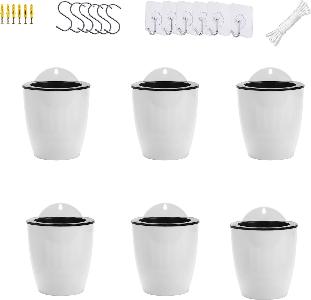 Plantenpotten Set - Verticale Tuin - Zelf Water Geven - Dubbelwandig Ontwerp - Middelgroot - Wit