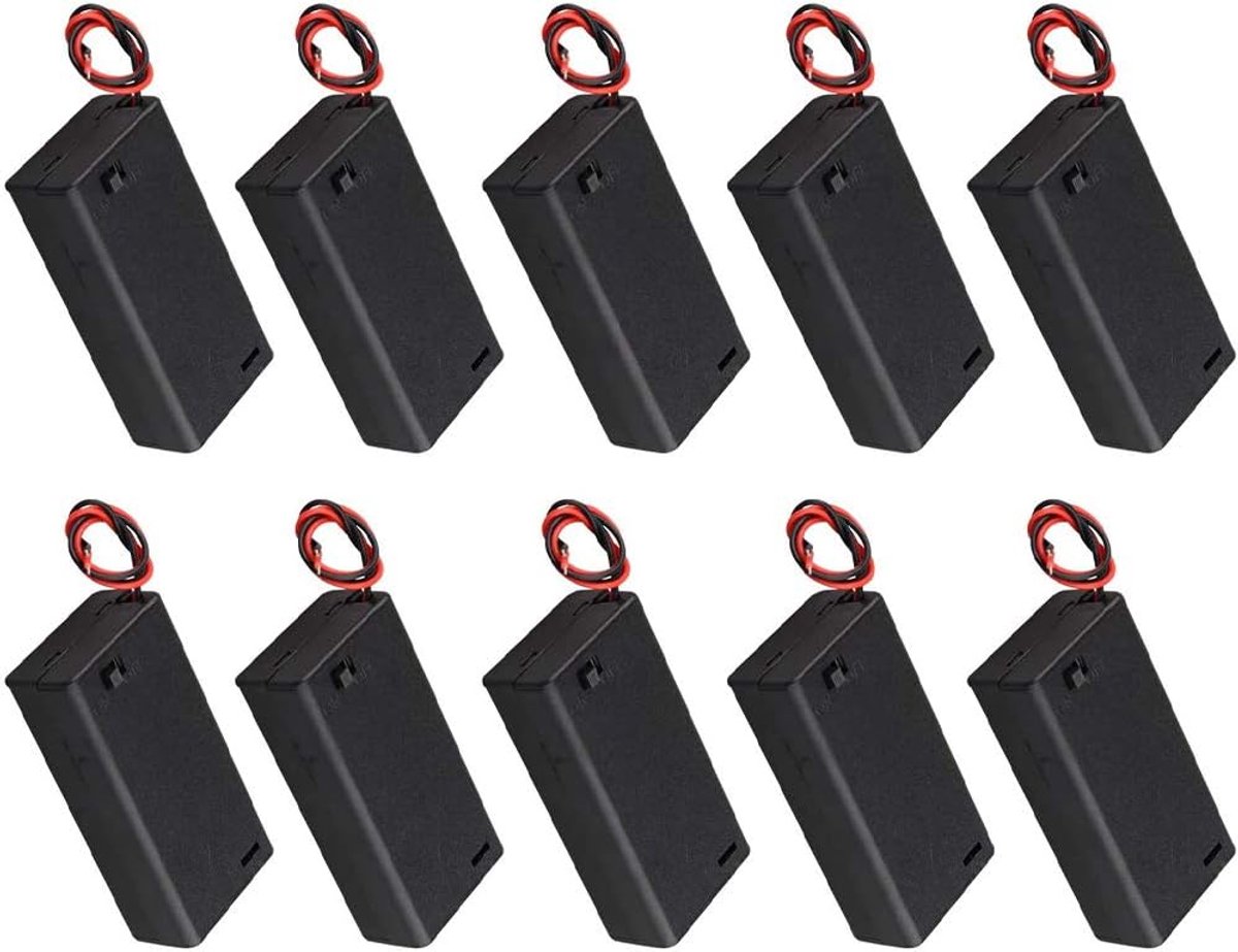 Batterijhouders - Opbergdoosjes - Apparaten Voeden - Met Aan/Uit Schakelaar - 10 Stuks Set - Zwart