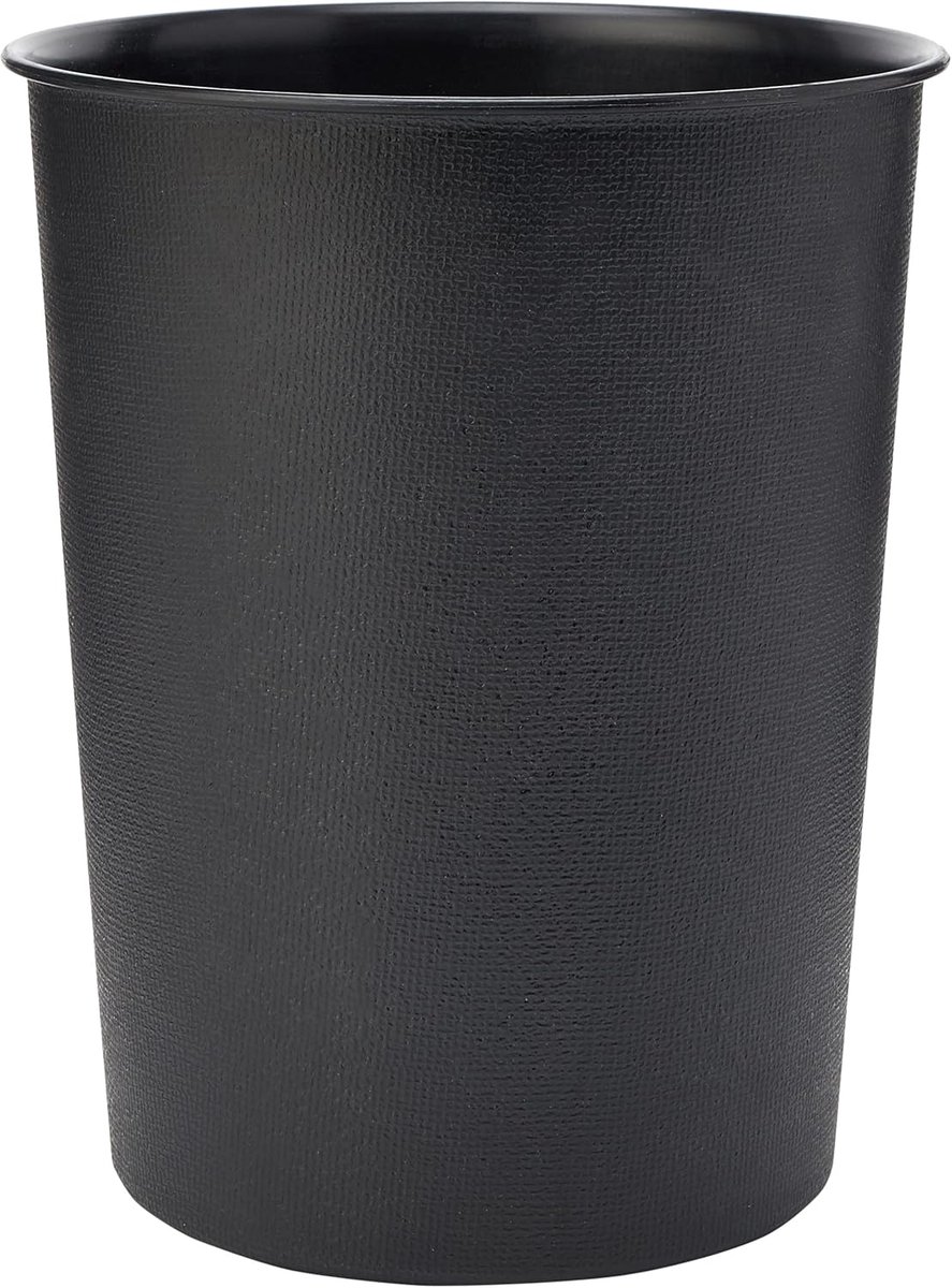 Prullenbak Oud Papier - Afvalbak Cilindrisch - Kantoor Thuis - Lichtgewicht Plastic - 22.5 x 22.5 x 28.5 cm - Zwart
