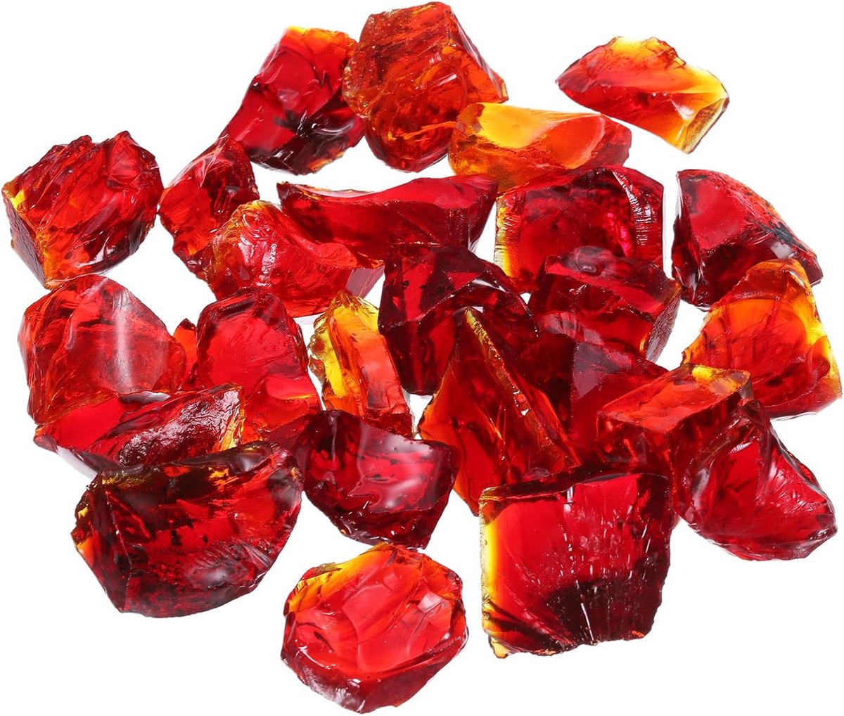 Vuurglas voor korf - Glas stenen - Haard decoratie - Hoogglans reflecterend - 2-3 mm - Rood