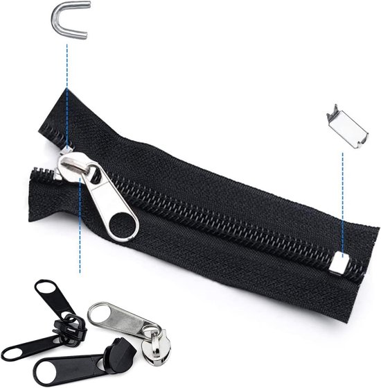 Vervangende Ritsset - Ritsreparatie Onderdelen - Kleding Repareren - 86 Delige Set - 19 x 14 cm - Zwart Zilver van Merkloos — afbeelding 5