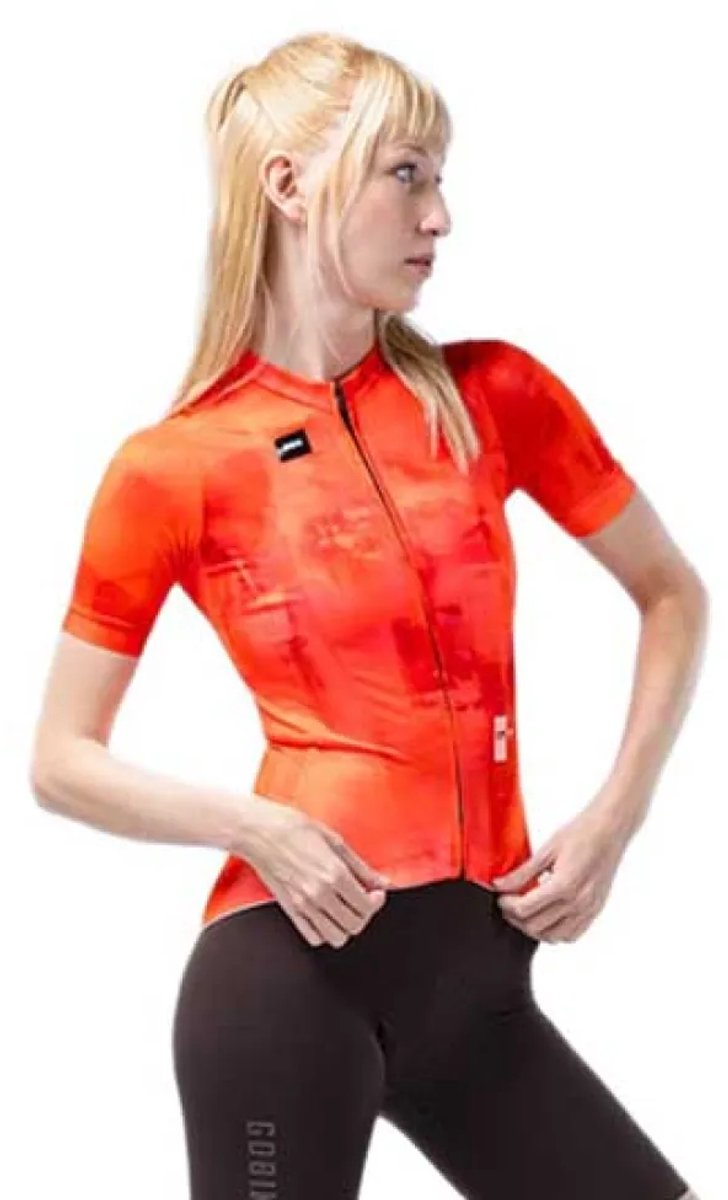 Gobik Stark Korte Mouw Wielertrui Oranje M Vrouw