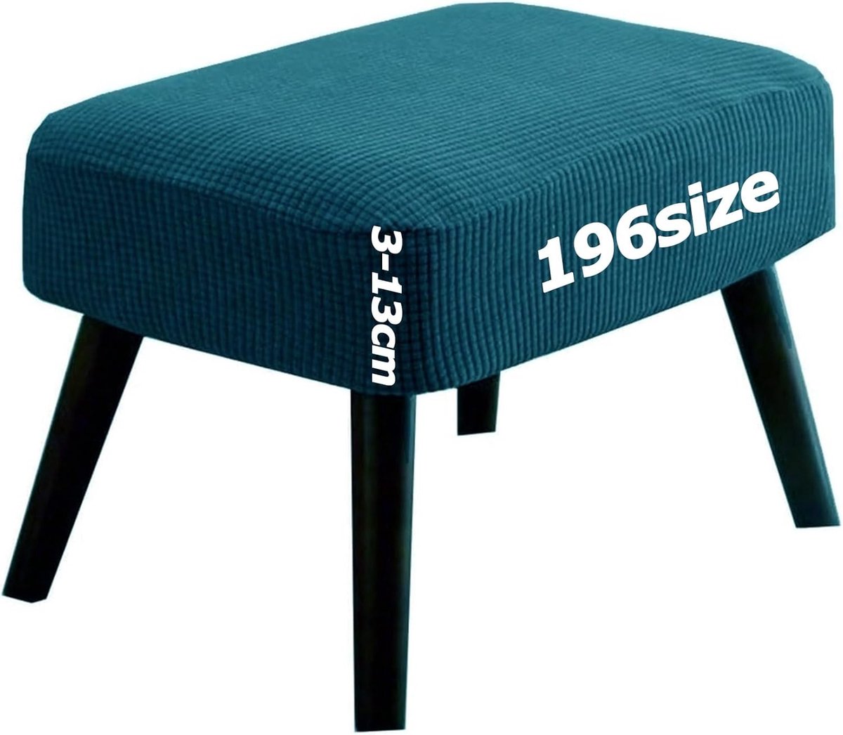 Ottomaanse Hoes - Voetenbank Overtrek Poef - Meubelbescherming - Elastische Bodem - 40 x 60 cm - Aquablauw