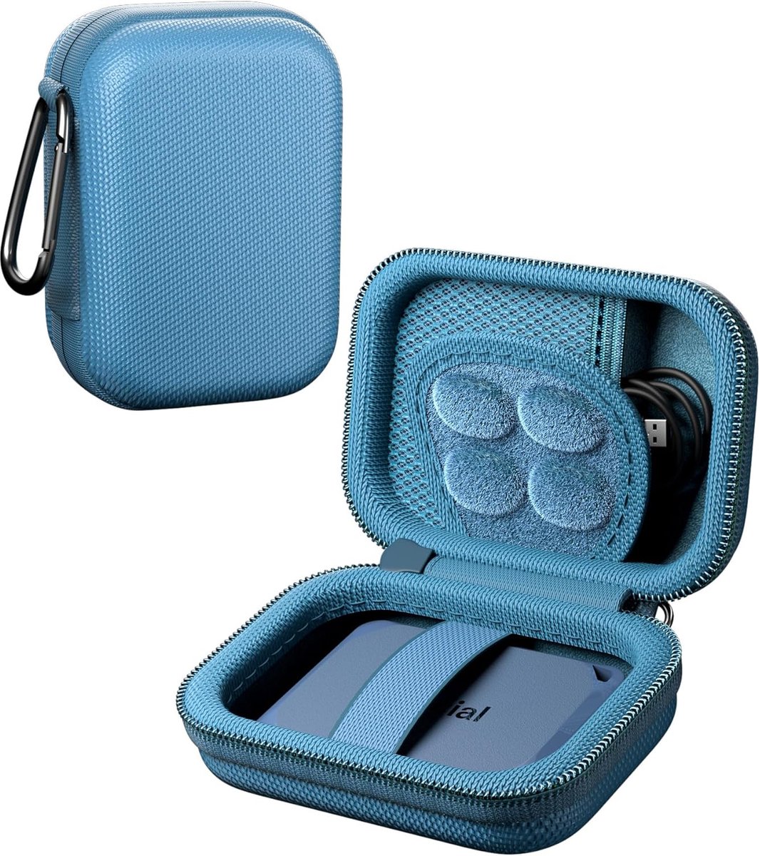 Harde Draagtas - Opbergtas SSD - Draagbare Opslag - Schokbestendig EVA - Compact Ontwerp - Blauw