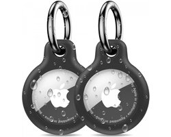 Waterdichte Sleutelhanger Geschikt voor Apple Airtag - Zwart 2-Pack - Ideaal voor huisdier, hond, kat, fiets, auto, sleutels, koffer, fatbike - Hoesje - Keychain - Houder - Sleutelhanger - Case