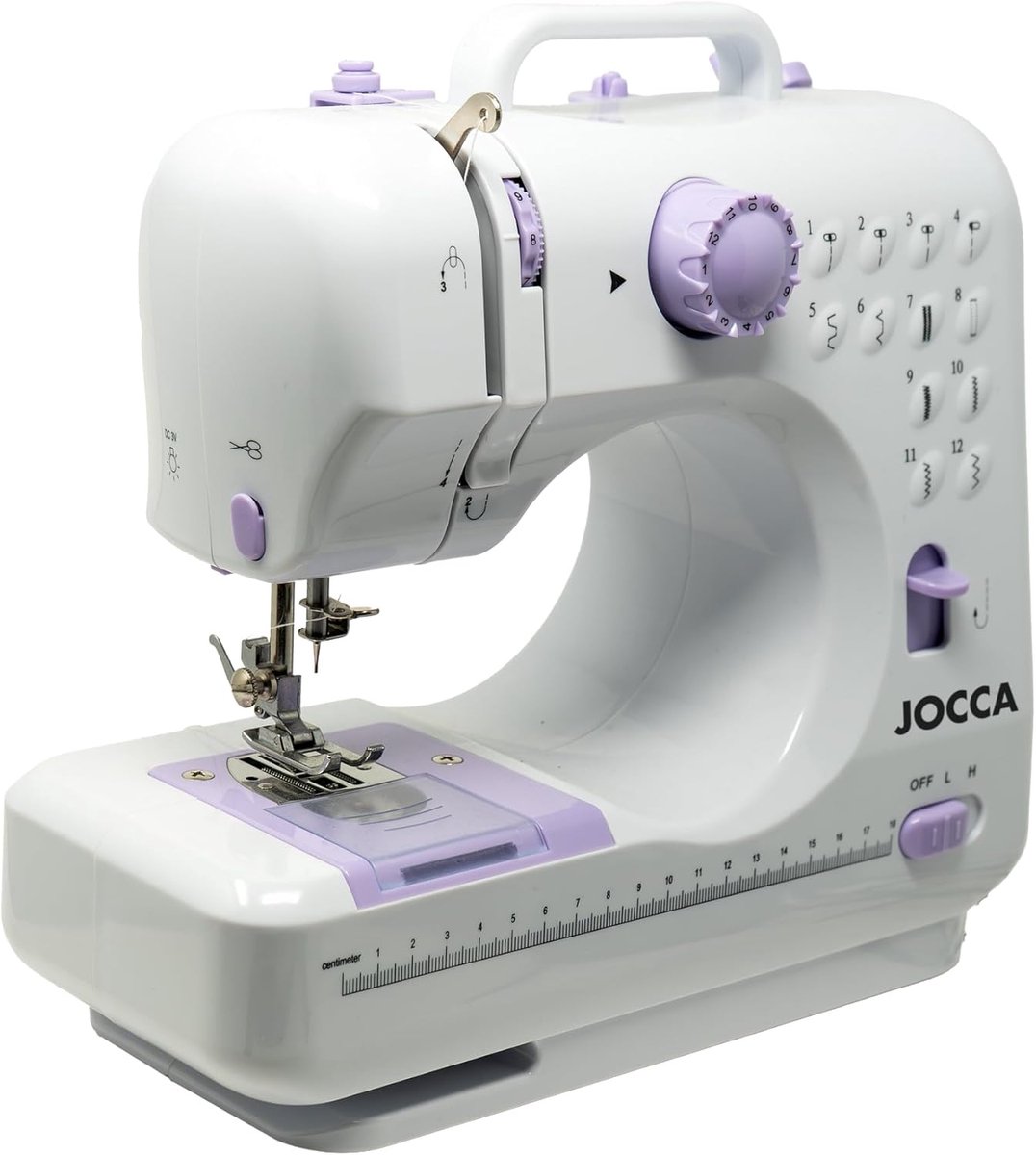 Draagbare Naaimachine - Compacte Machine - Kleine Naaiwerken - 12 Steken Vrije Arm - 25.8x12.3x28.5cm - Wit Paars