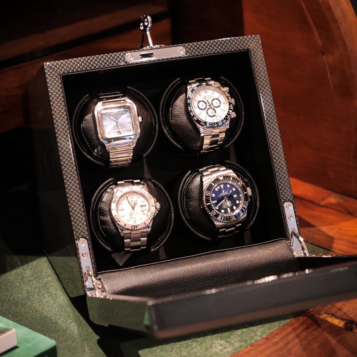 Leader Luxe Watchwinder voor 4 horloges - Horloge opwinder - horloge box - Carbon