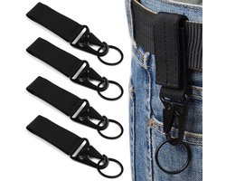 4 Stuks Riem-Karabijnhaak, Tactische Sleutelhangers, Opknoping Riem Webbing Karabijnhaak Gesp, voor Bergbeklimmen, Kamperen, Wandelen, Outdoor-Activiteiten (Zwart)